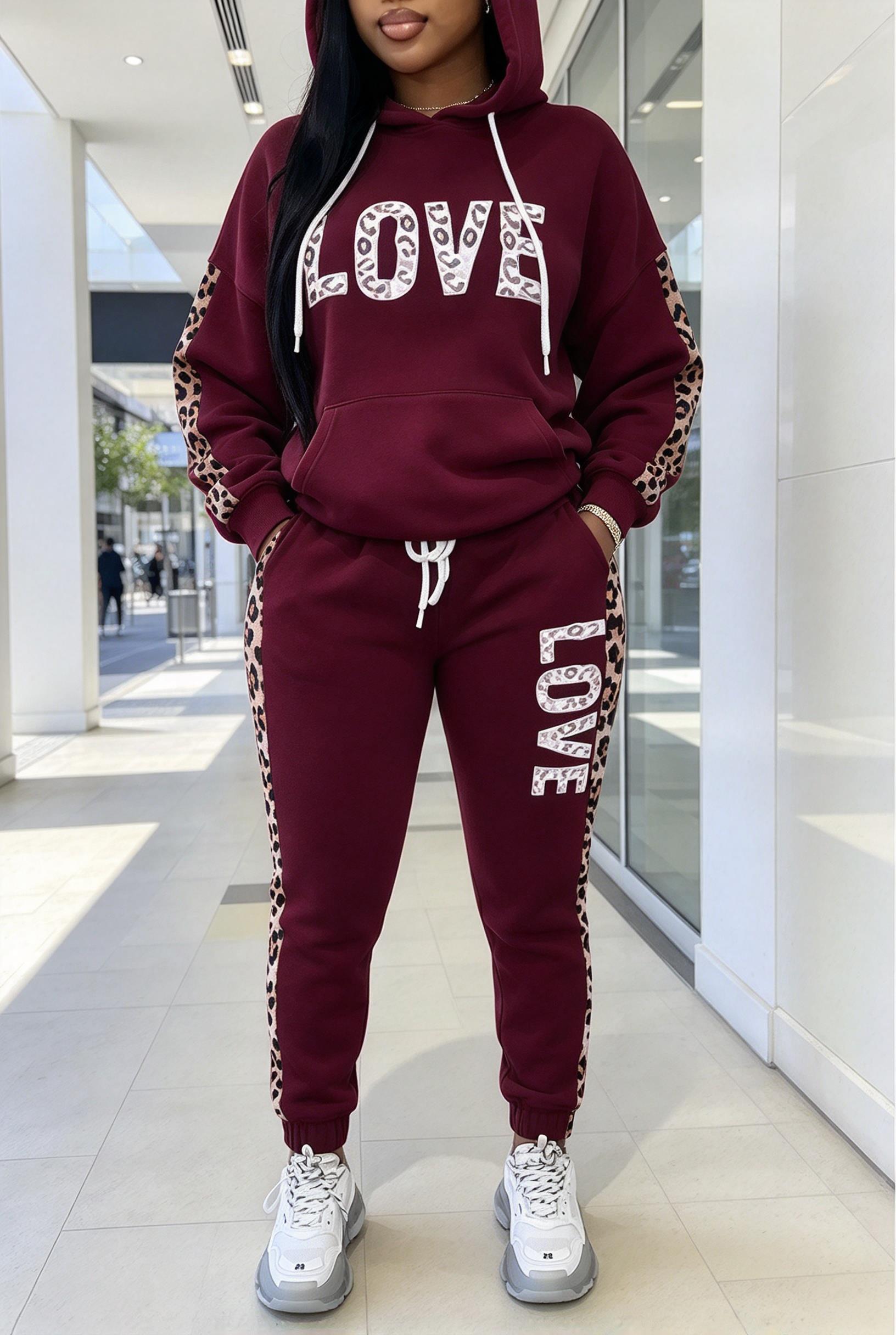 Women Letter Leopard Spliced H - огляд і ціна Joggers Pants
